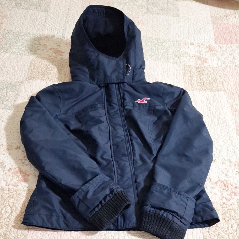 Hollister All Weather Jacket Womens Small Blue Fleece Lined Water Resistant